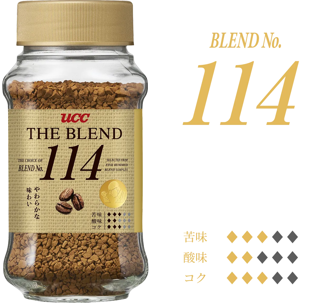 BLEND NO.114 あまい香りとやわらかな味わい 豊かな香りとバランスの良い味わいがお好きな方におすすめです。