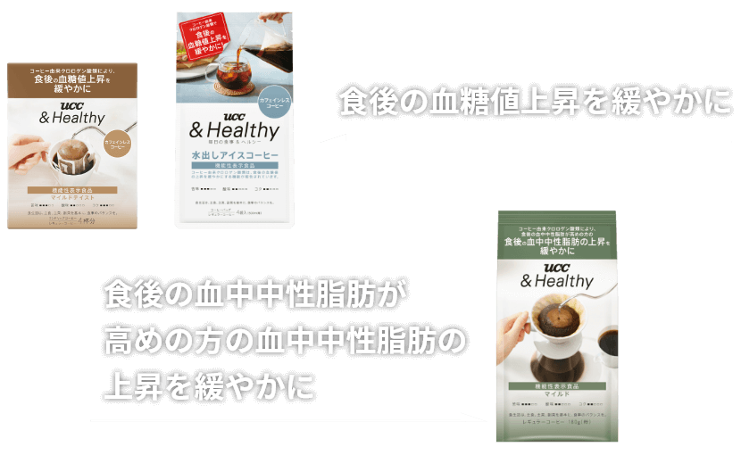 食後の血糖値上昇を緩やかに 食後の血中中性脂肪が高めの方の食後の血中中性脂肪の上昇を緩やかに