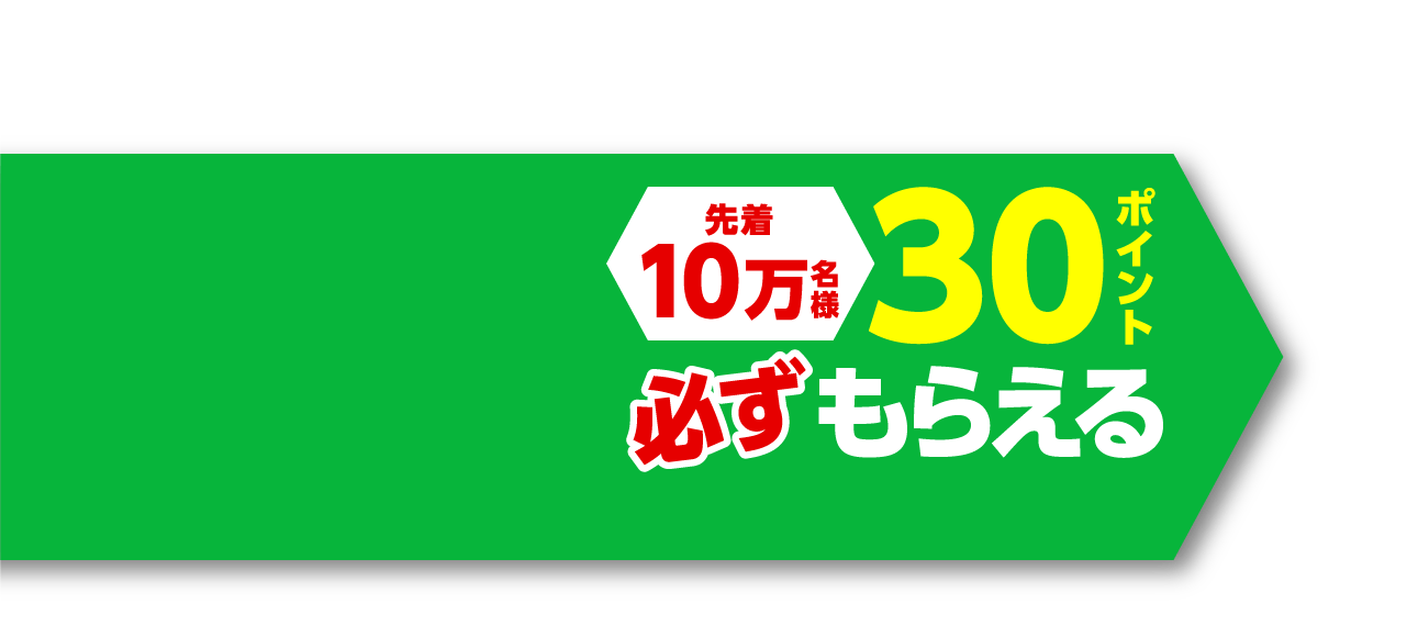 先着10万名様 30ポイント 必ずもらえる