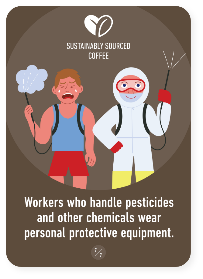 Workers who handle pesticides and other chemicals wear personal protective equipment.
