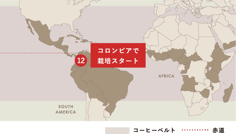 Spread of Coffee コーヒー栽培（アラビカ種）が世界中に広がった軌跡