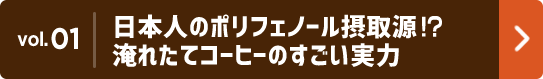 Vol.01 日本人のポリフェノール摂取源!? 淹れたてコーヒーのすごい実力