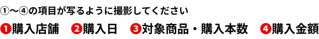 ①〜④の項目が写るように撮影してください